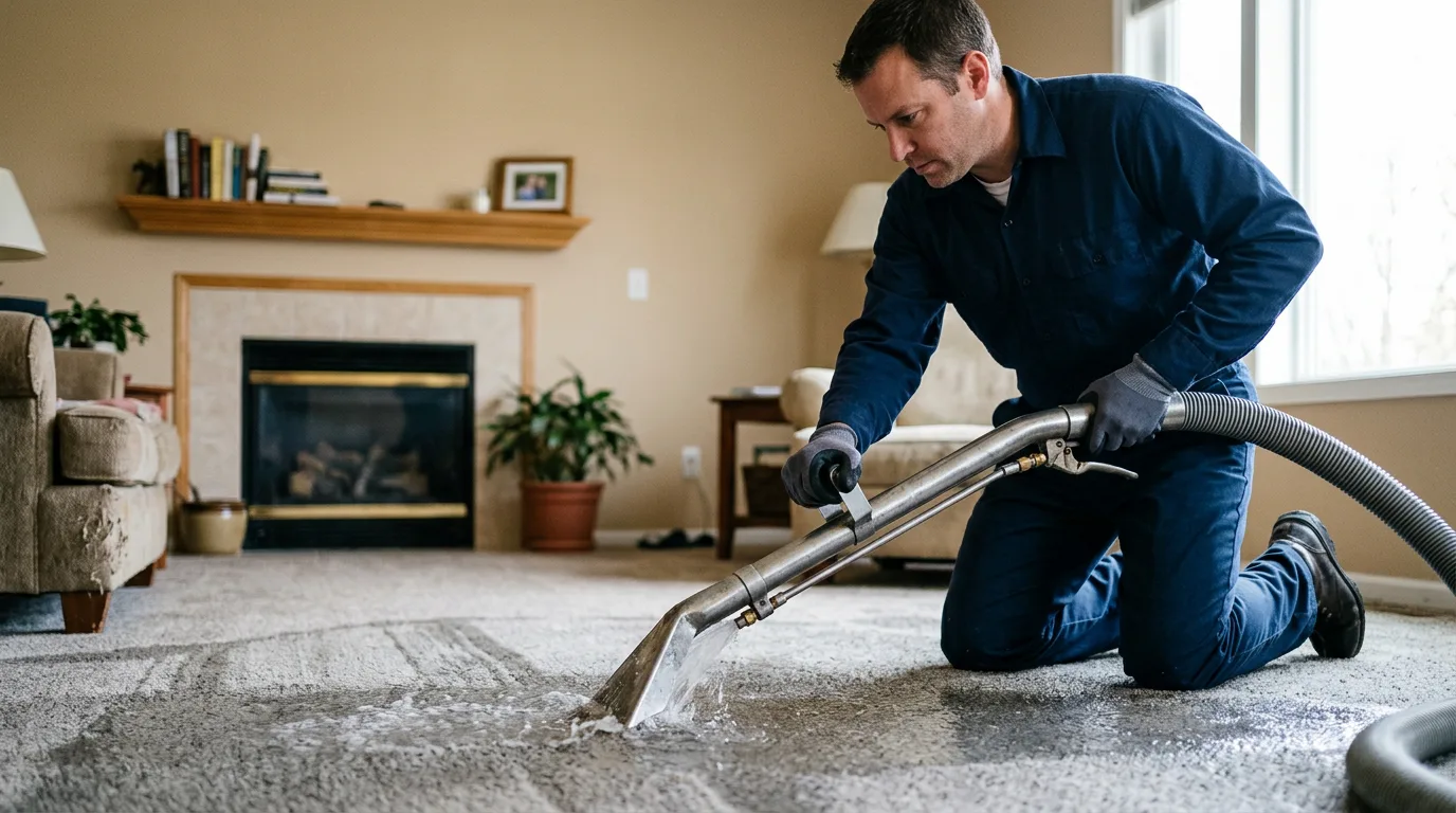 Water damage restoration technician working near Woodbury, CT